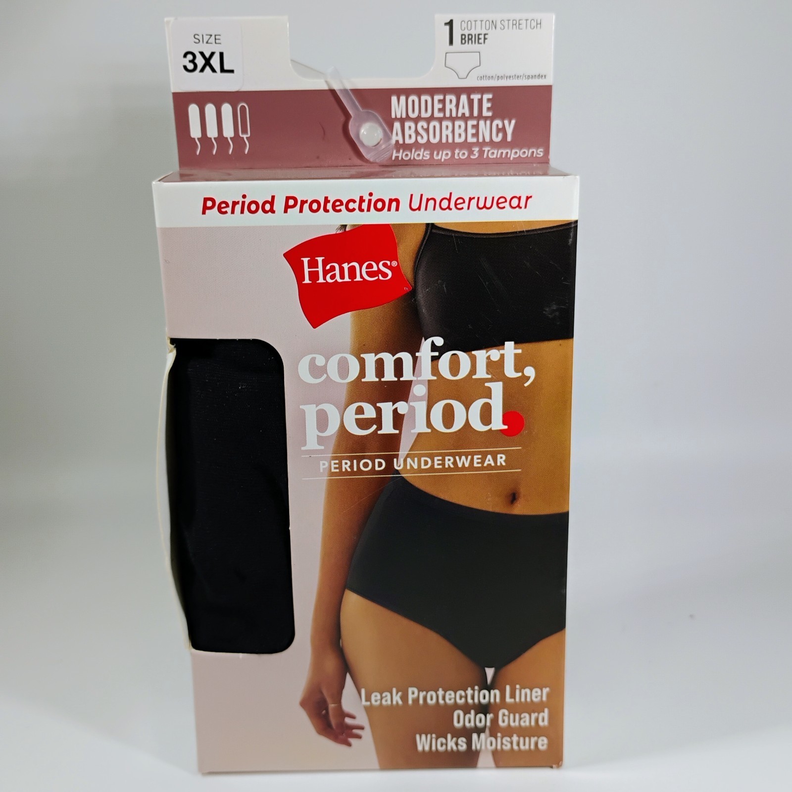 Hanes Period Protection Underwear Women’s Brief Size 3XL Moderate Absorbency