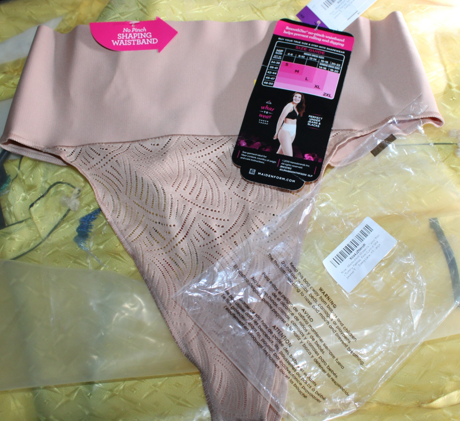 Maidenform® Women 2XL Lace Thong Shaper Panties Underwear Cool Comfort Beige New