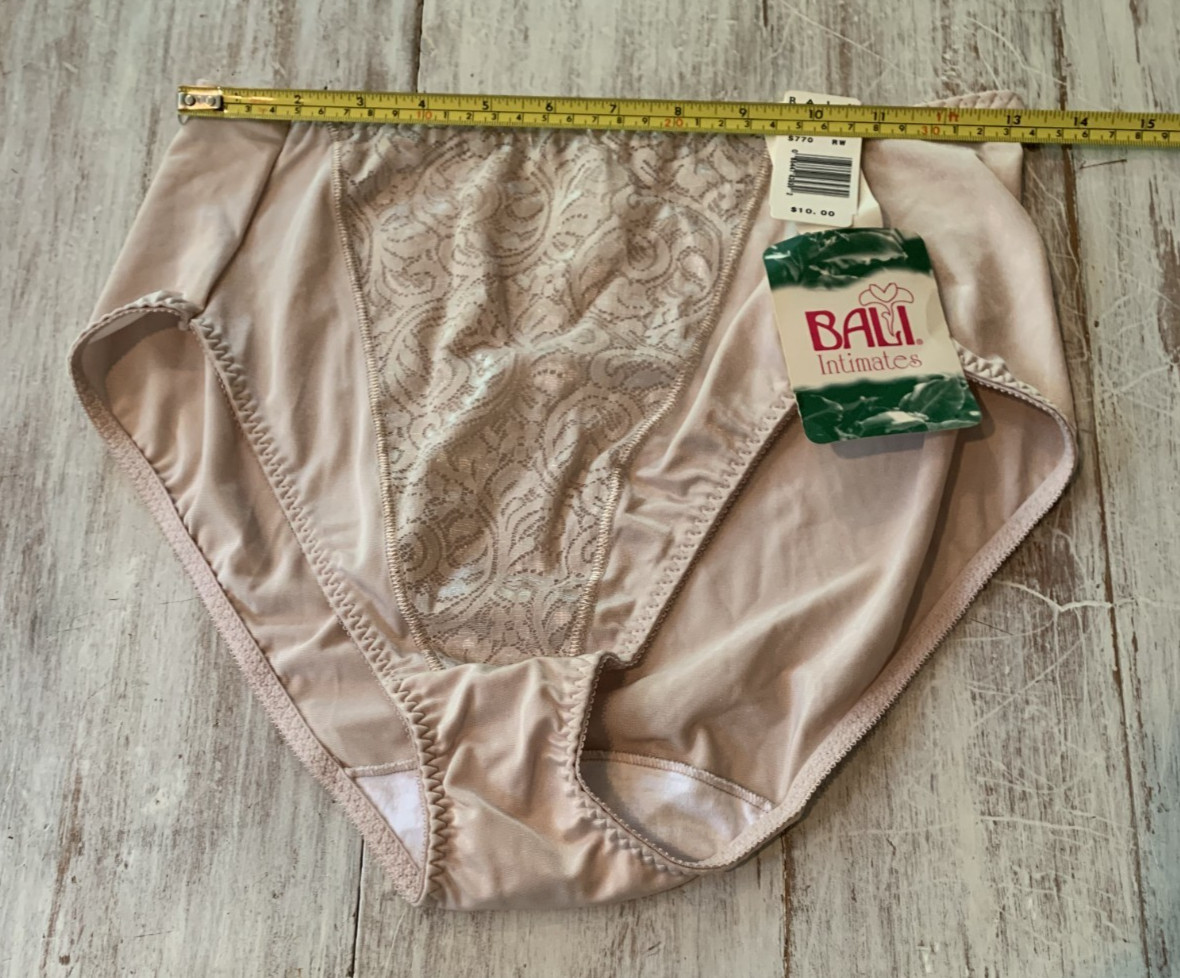 Vtg BALI Intimates Nylon Lace Panel Panty Brief Underwear Dusty Rose Sz XL