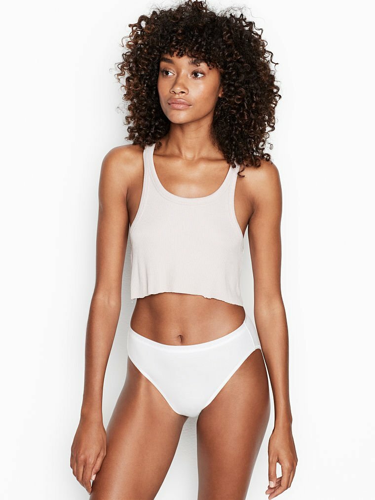 XL All White Stretch Cotton Waist Victorias Secret High-Leg Waist Brief Pantie