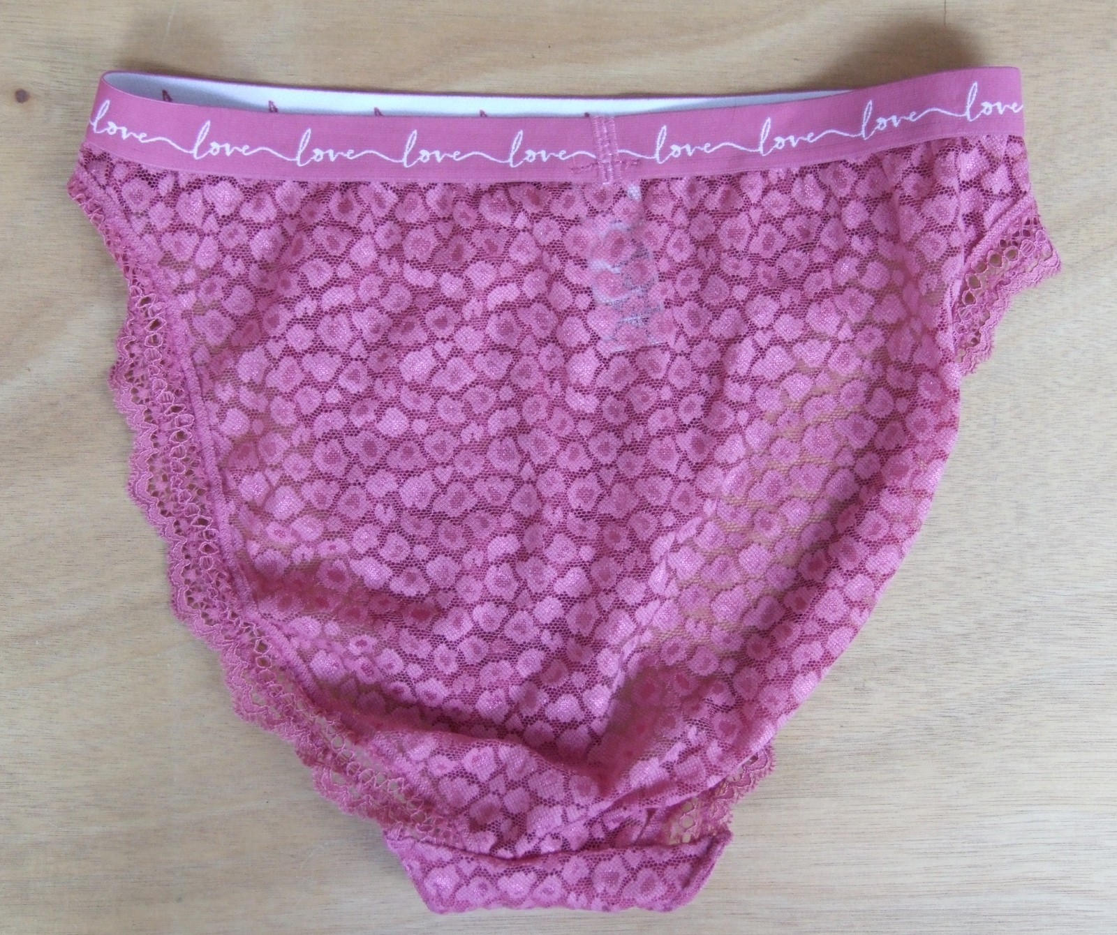 Two pairs size 12 of M & S Lacy High Leg Knickers Panties Briefs Raspberry Pink