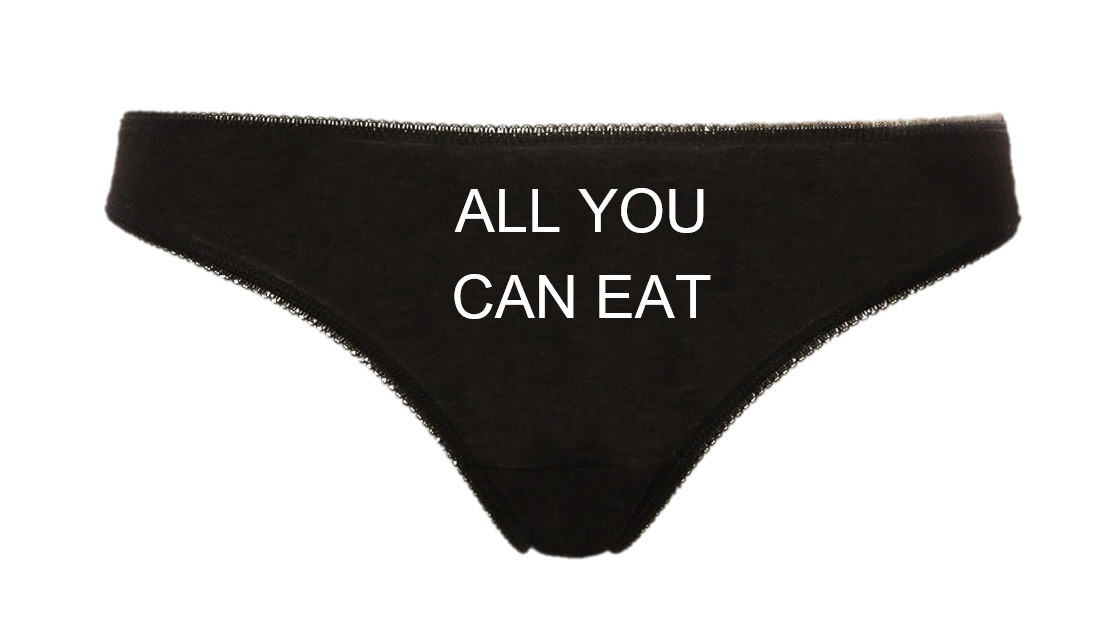 All You Can Eat Cuckold Clean Up Hotwife Messy Pussy Slut Thong Panties Black