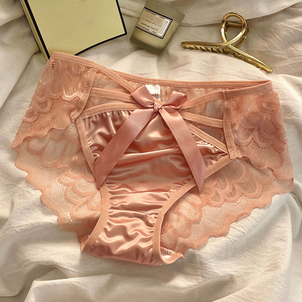 Women Ice Silk Antibacterial Underpants Satin Ruffle Panties Breathable Seamless