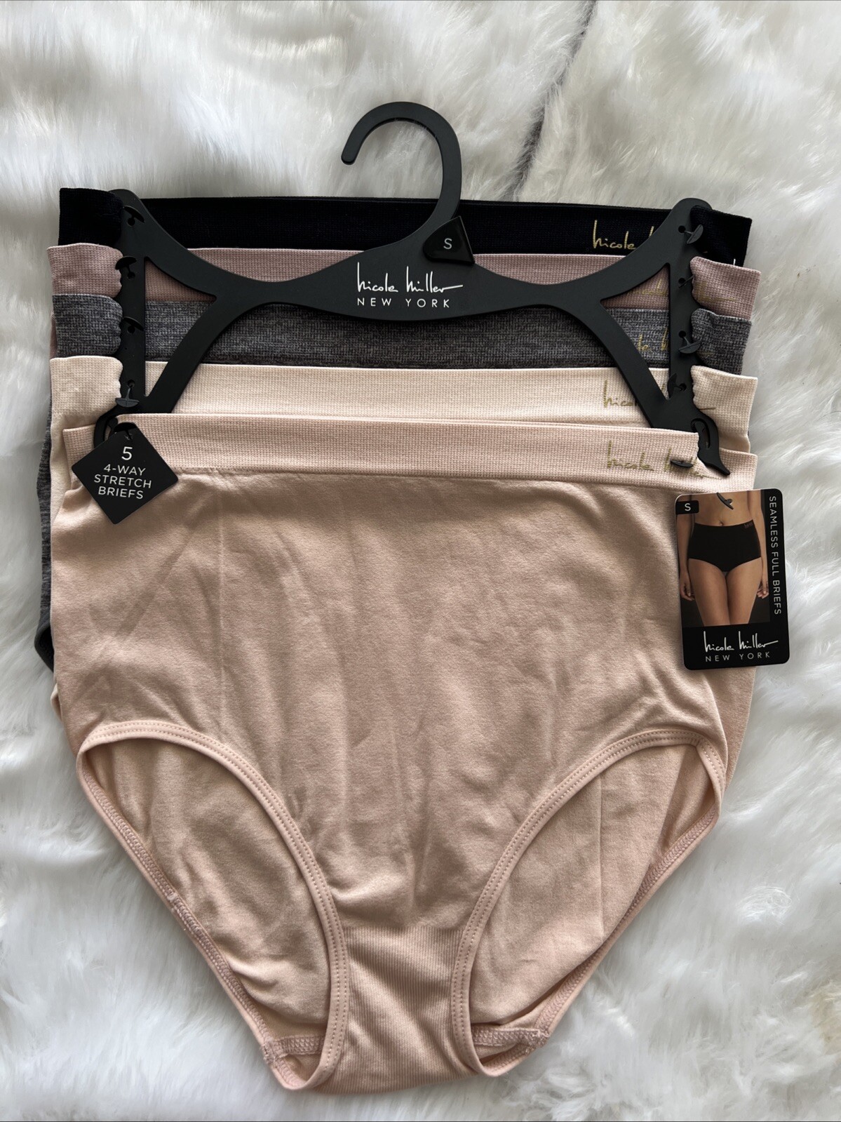 Nicole Miller Soft 4-Way Stretch Seamless Full Briefs Panties Solid Small 5 Pack