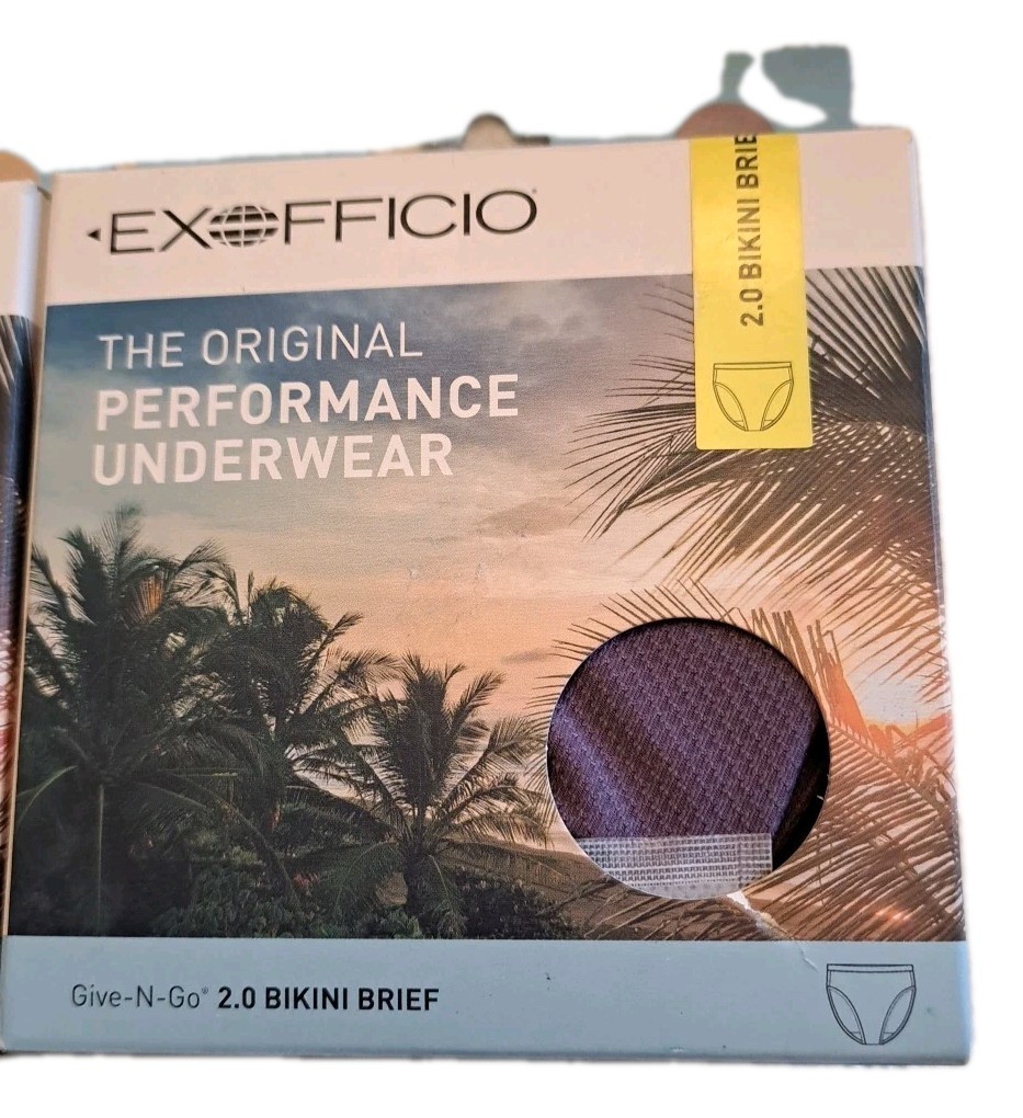 New 2 Pairs ExOfficio Women’s Give-N-Go 2.0 Bikini Briefs XL Buff & Lavender