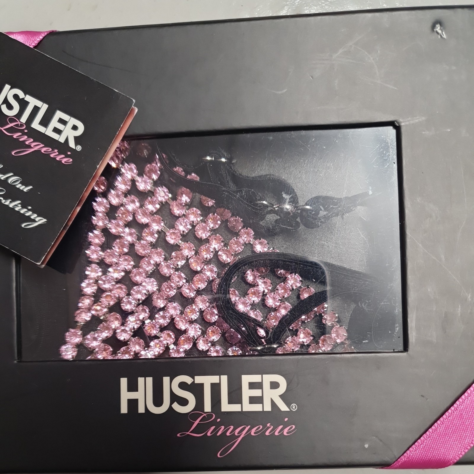 BN Vintage Hustler Pink Diamante Decked Out Jewelled G String Free Size VeryRare