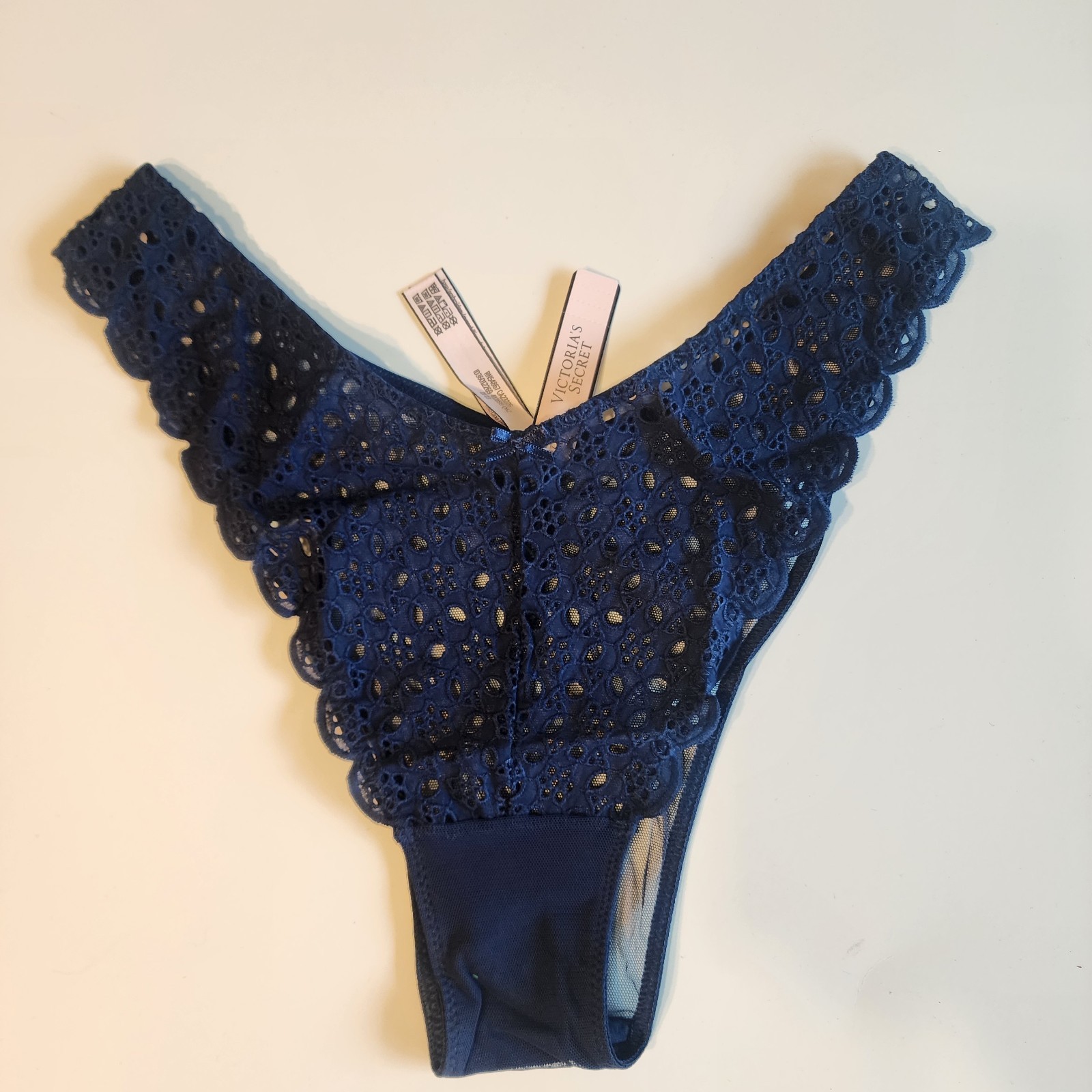 Victoria’s Secret Dream Angels Brazilian Slip NWT Blue Eyelet + Mesh Size M
