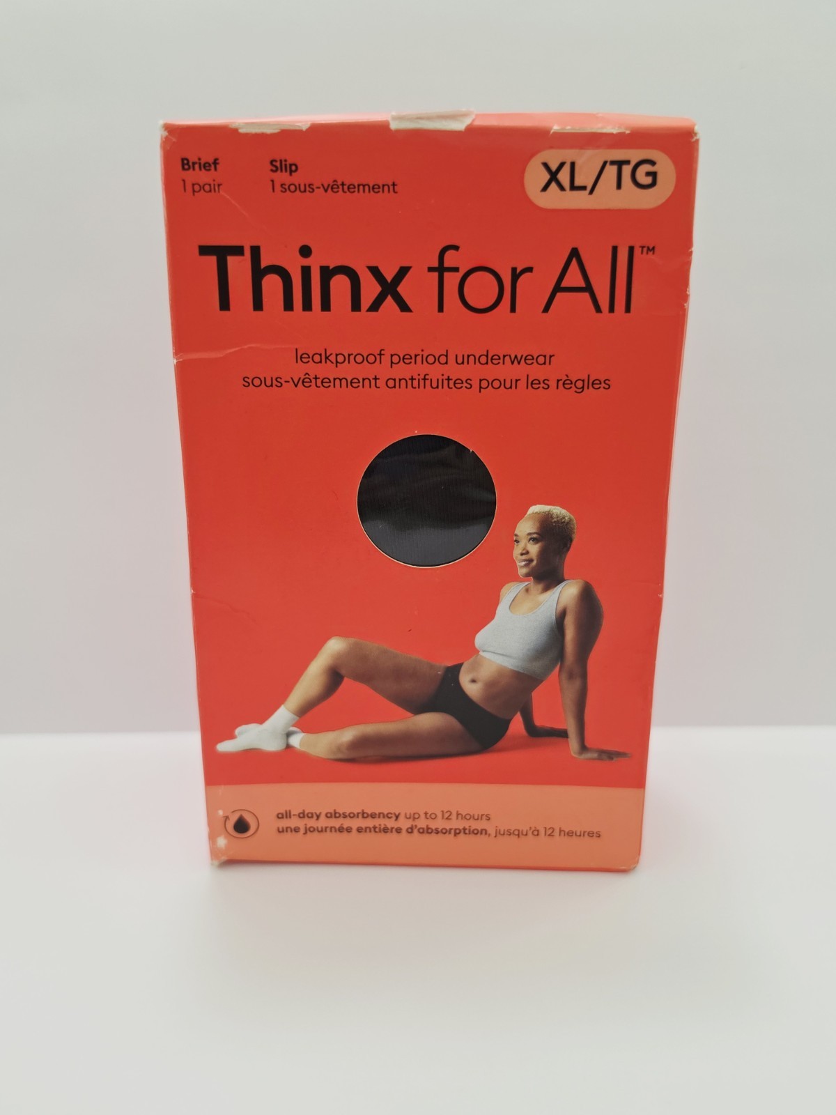Thinx For All Period Underwear XL Black Brief Slip All-Day Absorbency