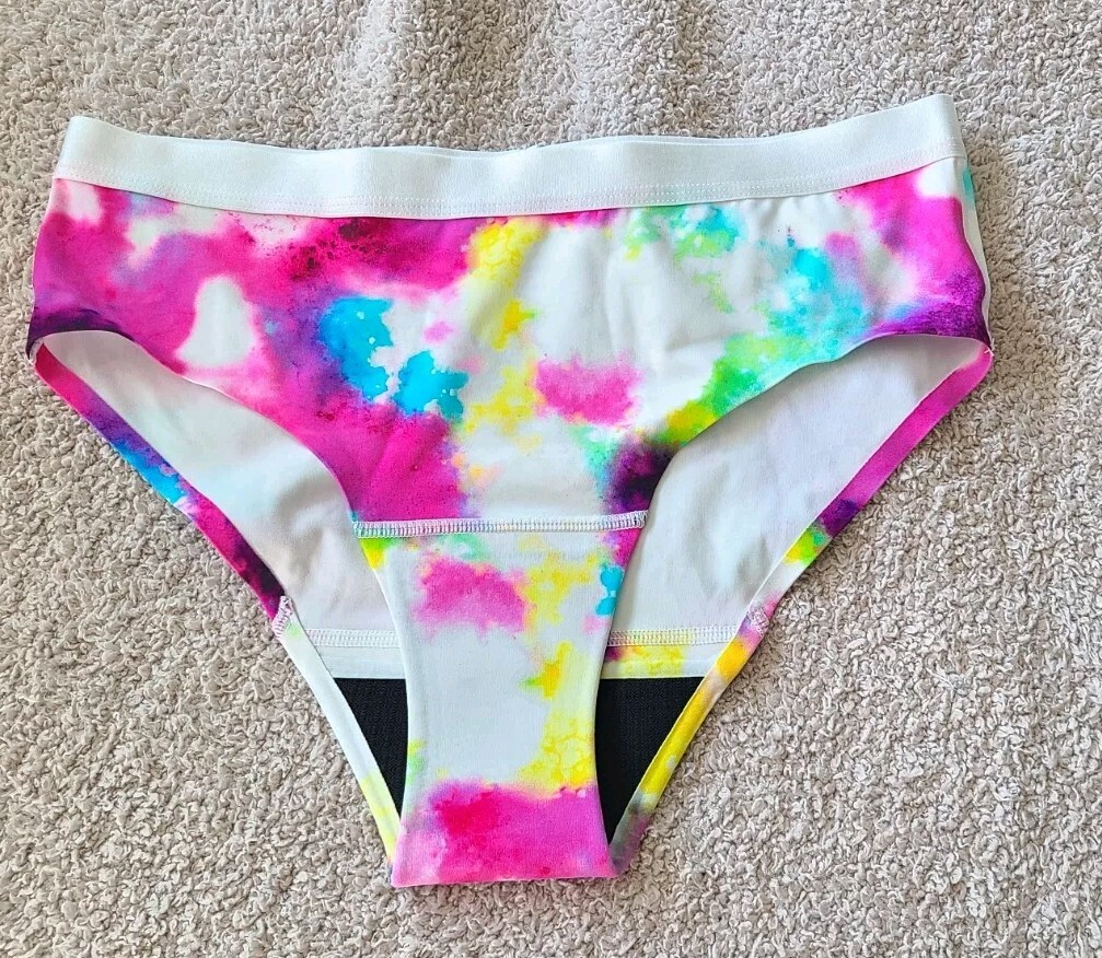 Proof Teen Moderate Absorbency Teen Period Briefs Tie Dye Sz Large