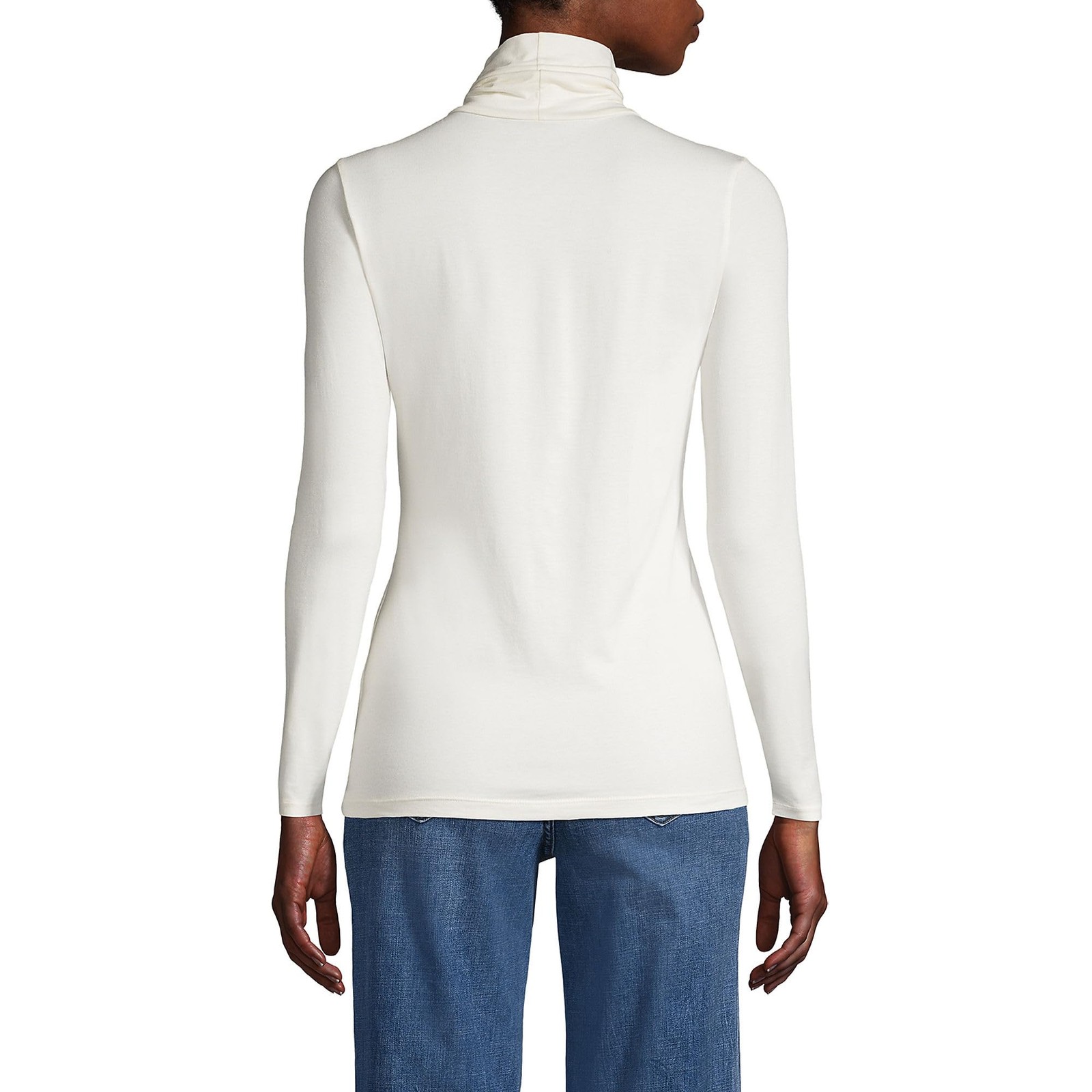 Womens Long Sleeve Shaped LWCM Turtleneck Ivory Petite Small