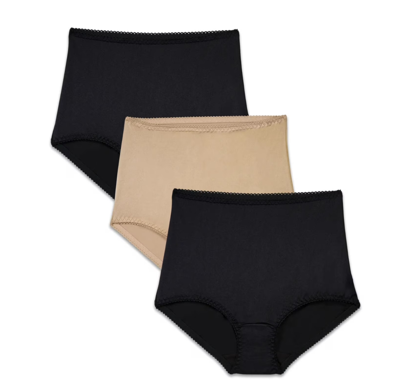 Vanity Fair Womens Brief Panties 3-Pack Size L 7 Black Beige Radiant Collection