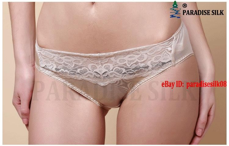Women’s Pure Silk Knit Lace Front Low Rise Panties 2202