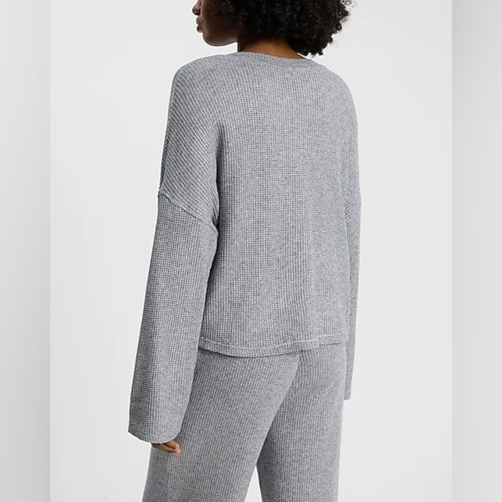 Express Glitter Waffle Set Of Long Sleeve/Pants Size M