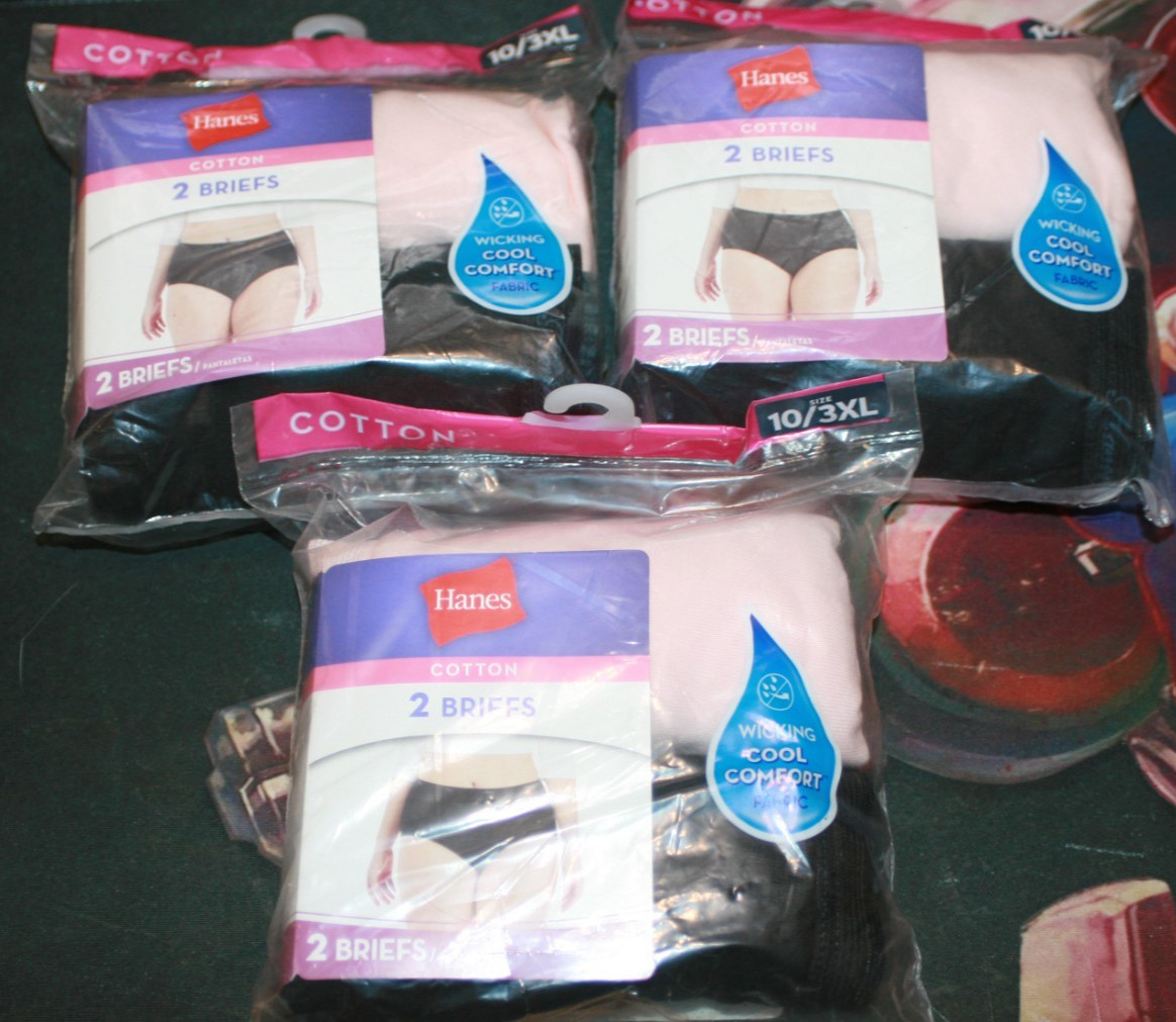 NEW 6 pair HANES Briefs Panties 10/3XL Cooling, Tagless, No Ride Up 100% Cotton
