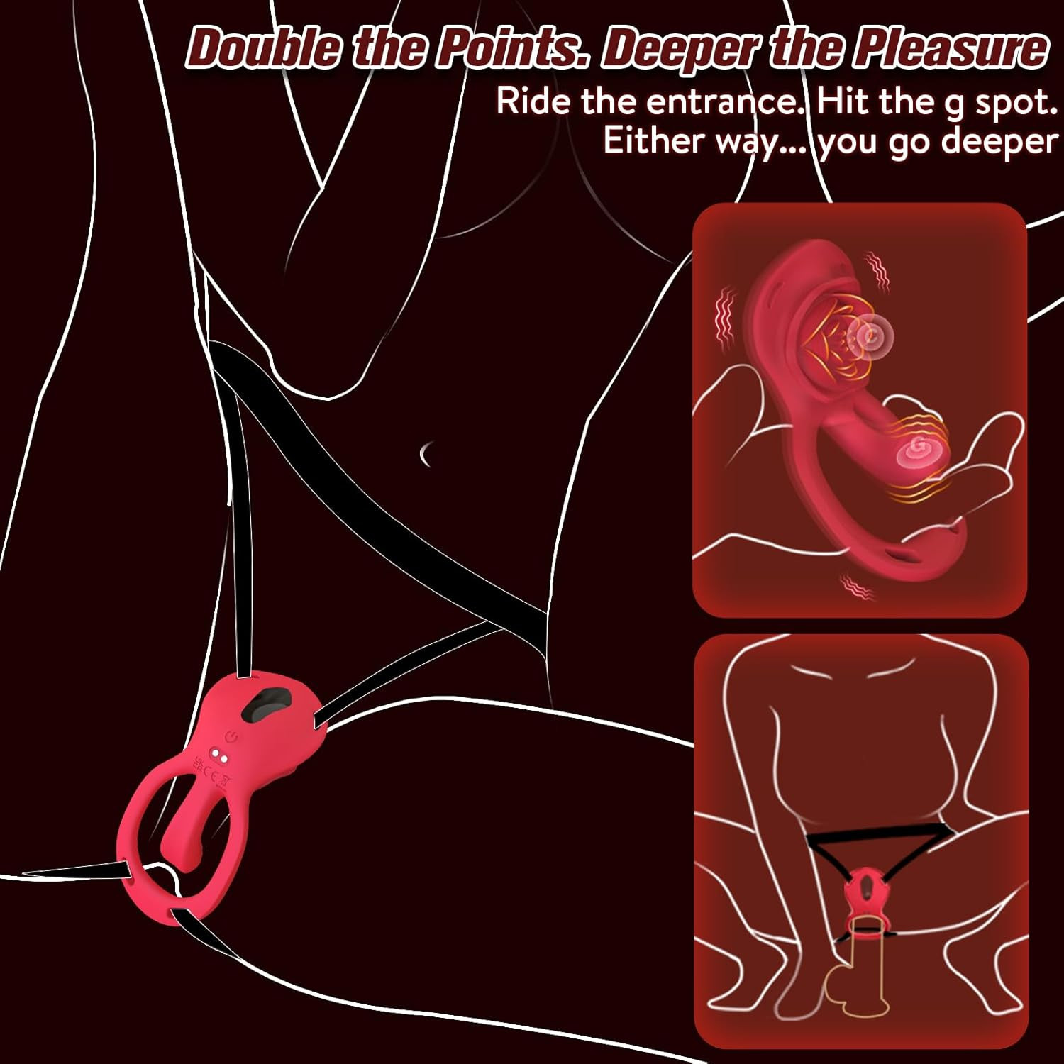 Rose Mini Wearable Vibrator with Finger Stimulator, Hands Free Vibrating Strap o