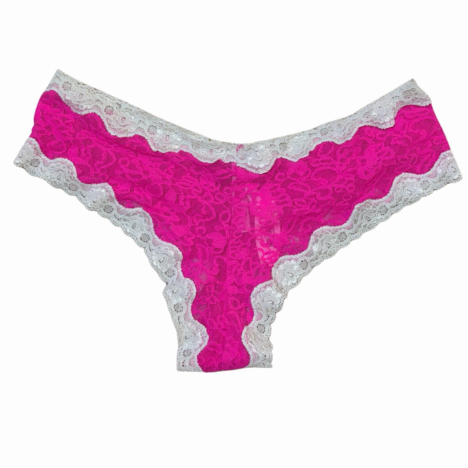 NWT Vintage Victoria’s Secret The Lacie Cheeky Panty L Pink White Lace Y2K