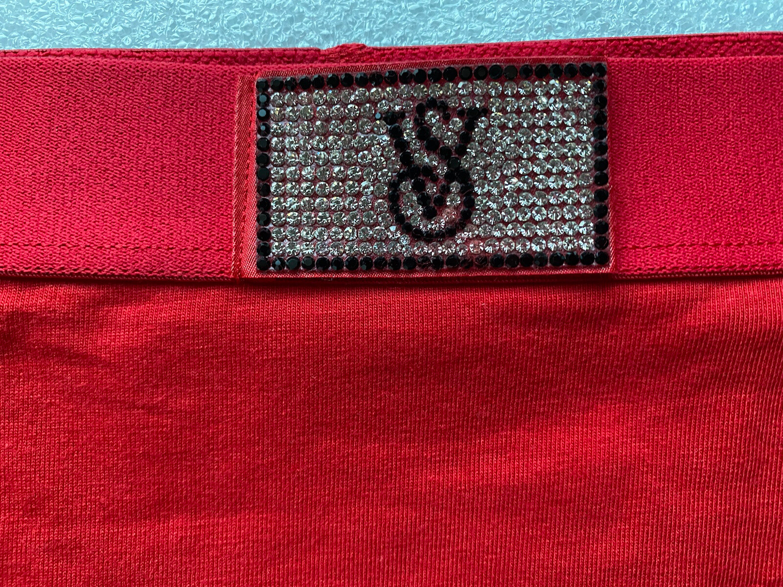 VICTORIA’S SECRET SHINE RHINESTONE PATCH RED COTTON HIPHUGGER PANTY MEDIUM M NEW