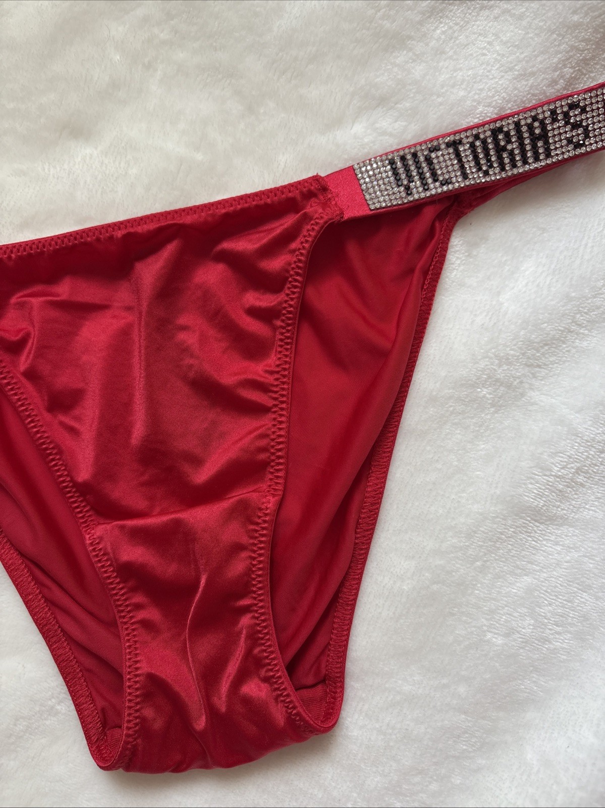 Victoria’s Secret Panties String Bikini Panty Very Sexy Shine Strap Red Medium M