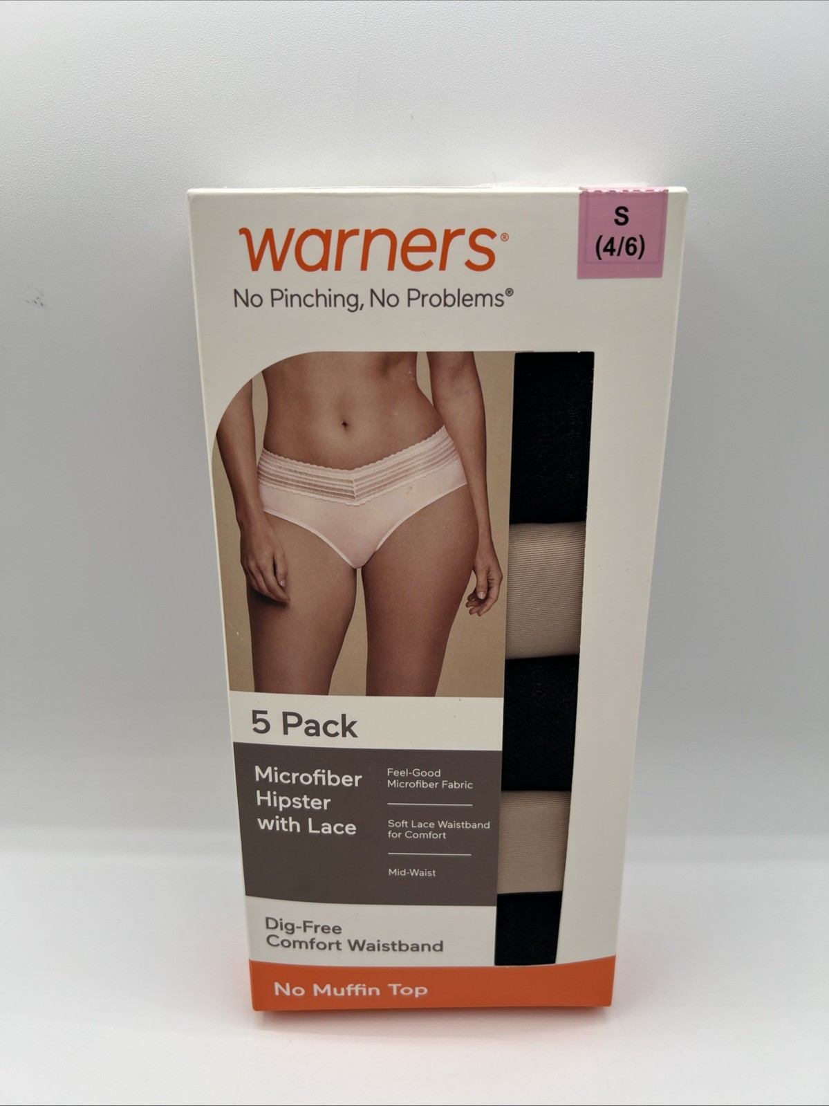 Warners Women’s 5-Pack No Pinching No Problems Lace Waist Hipster Small 4/6