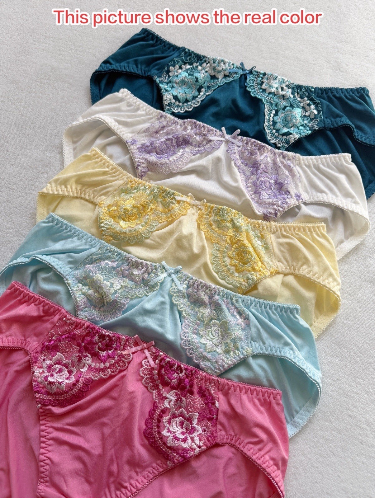 Set Of 5！US-M/JP-LL Japanese Classic High Quality Embroidery Nylon Panties