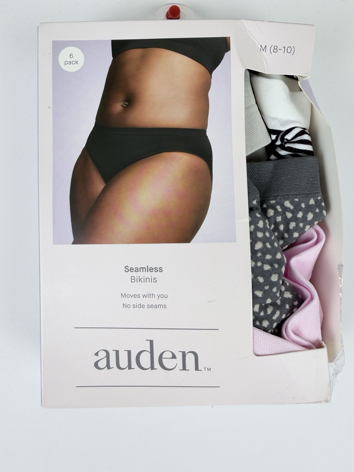 Auden Women’s Size MEDIUM(8/10) Multicolor Seamless Panties 6 pack OPEN BOX