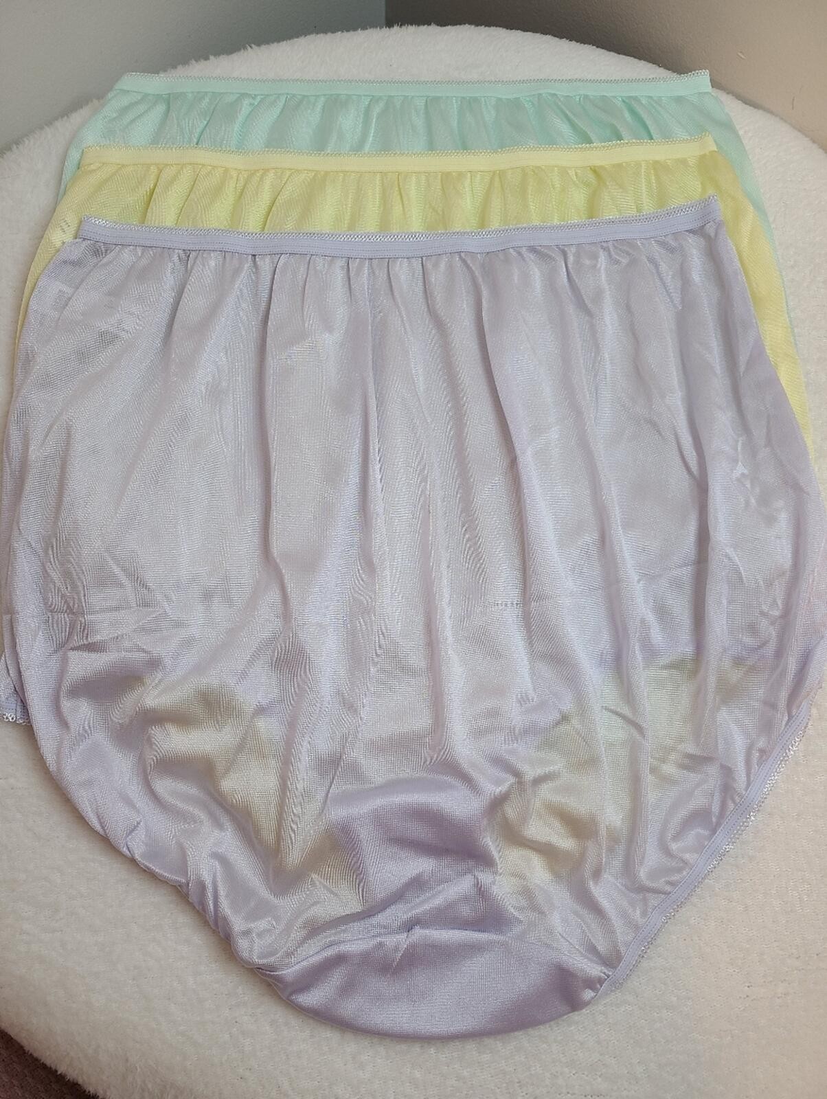 VTG Underscore 3pk Silky Nylon Classic Full Cut Brief Panties Size XXL Pastel