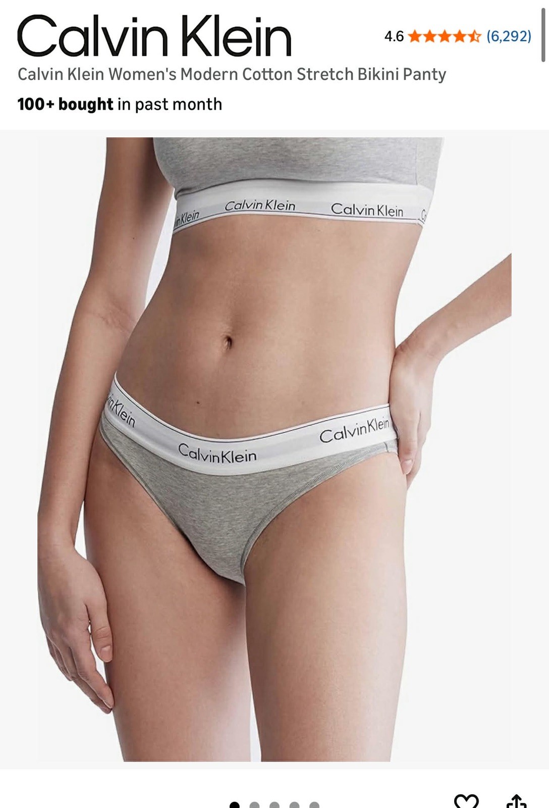 3 Calvin Klein Women Modern Cotton Underwear F3787 Heather gray M