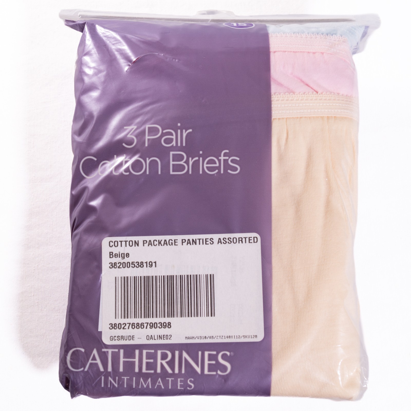 Catherines Intimates 3 Pair Cotton Briefs Panties Underwear Size 15 Multicolor