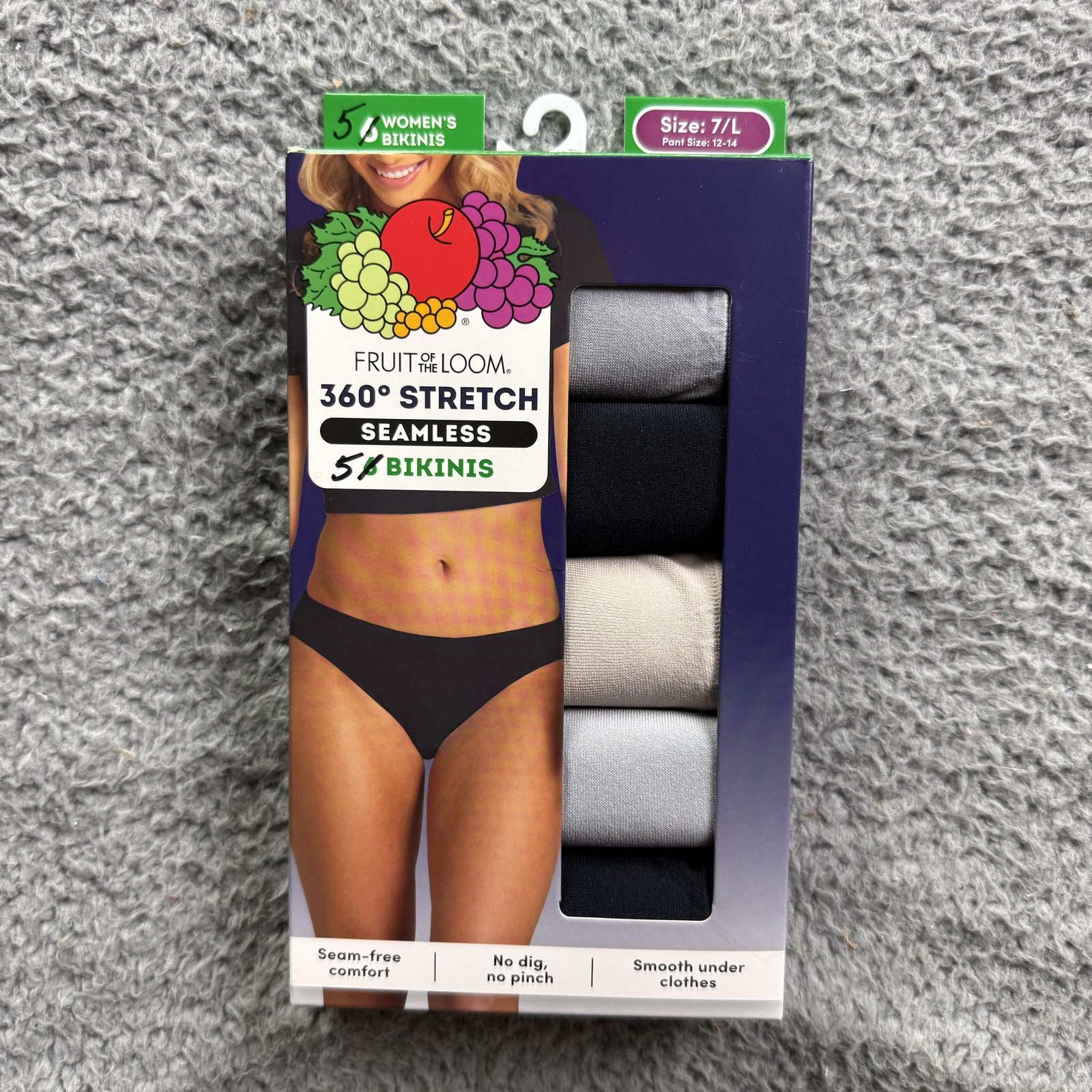 Fruit Of The Loom Panties Womens 7/L Seamless 360 Stretch 5 Bikinis Multicolor