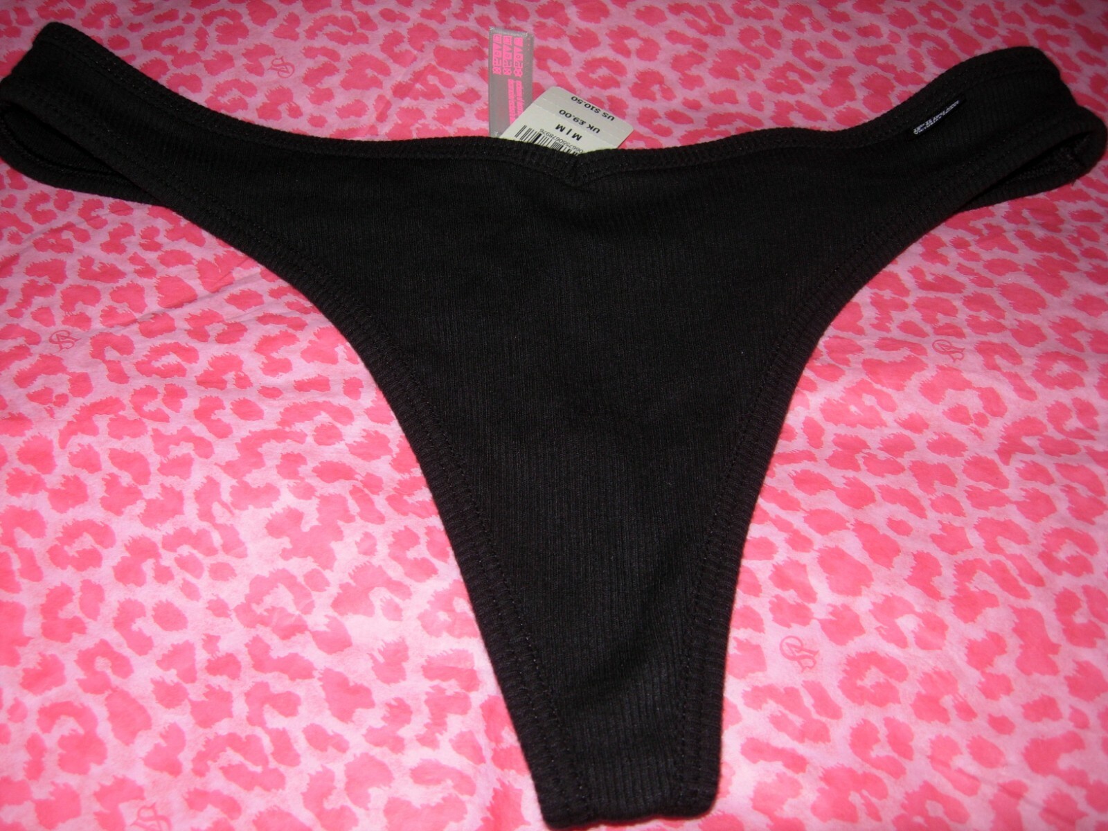 Victoria’s Secret PINK Sexy Thong String V-Cut LOGO Classic Black XSSMLXLXXL NWT
