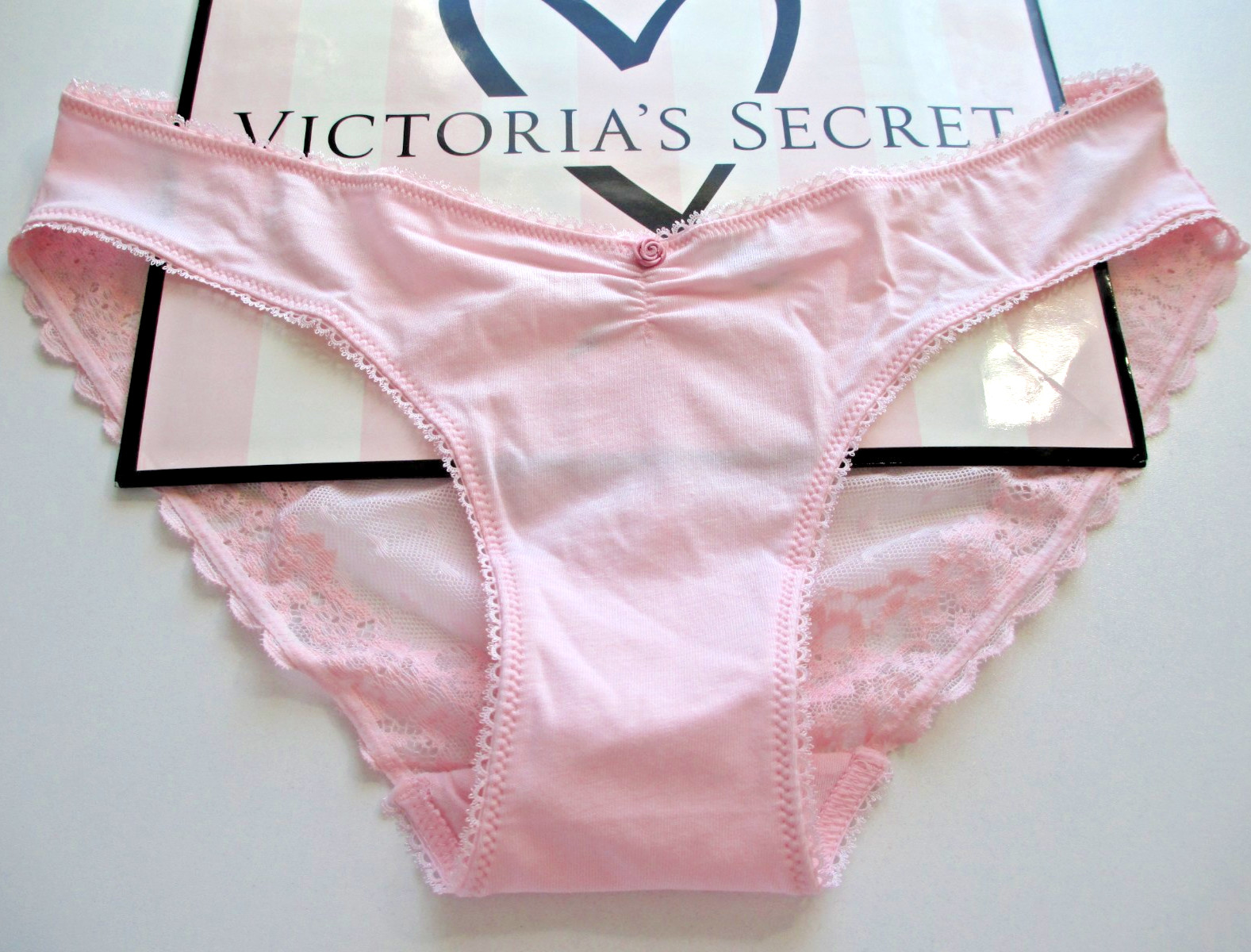 VICTORIA’S SECRET Cotton Bikini Panty S M L XL Angel Pink NWT Lace Back VS Sexy