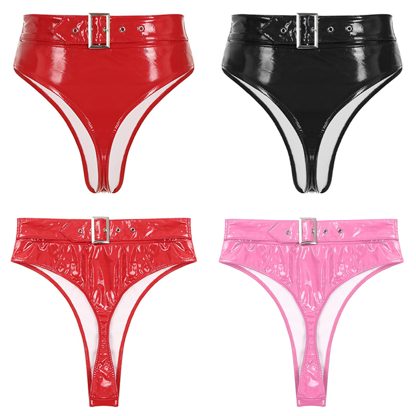 US Womens Shiny Metallic Rave Bottom High Rise Brief Booty Short Panty Clubwears