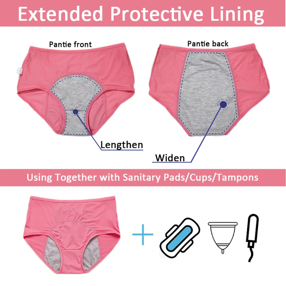 5pc Leak Proof Menstrual Panties Period Underwear Waterproof Briefs Women Set