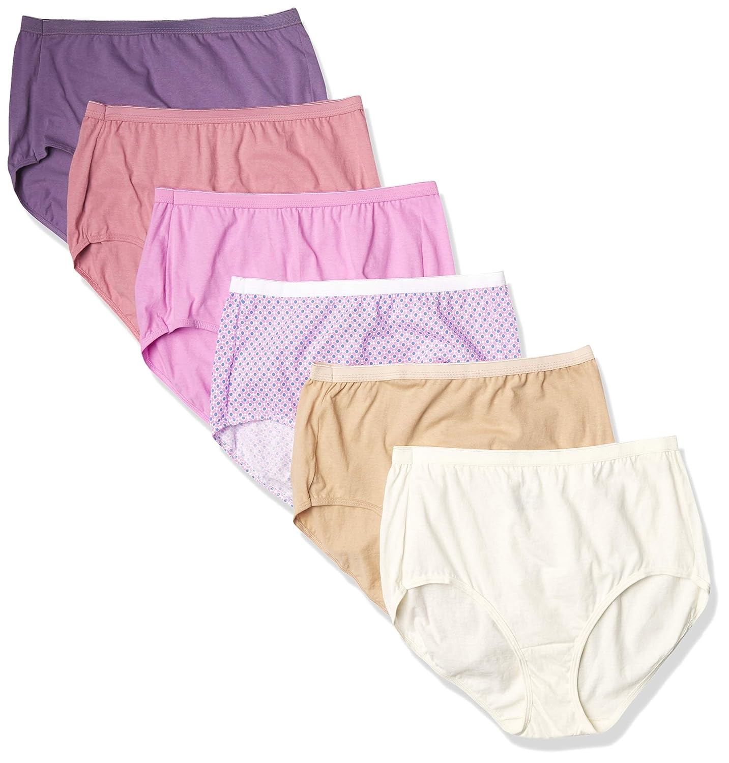 Hanes Women’s Underwear Briefs Pack, 6-Pack, Cotton Brief Panties for Women, Moi
