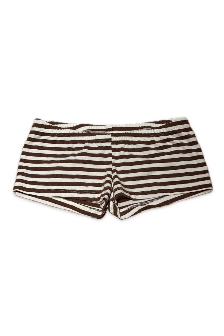 BRANDY MELVILLE STRIPED UNDERWEAR 4-PACK IN IVORY/BROWN THICK STRIPES