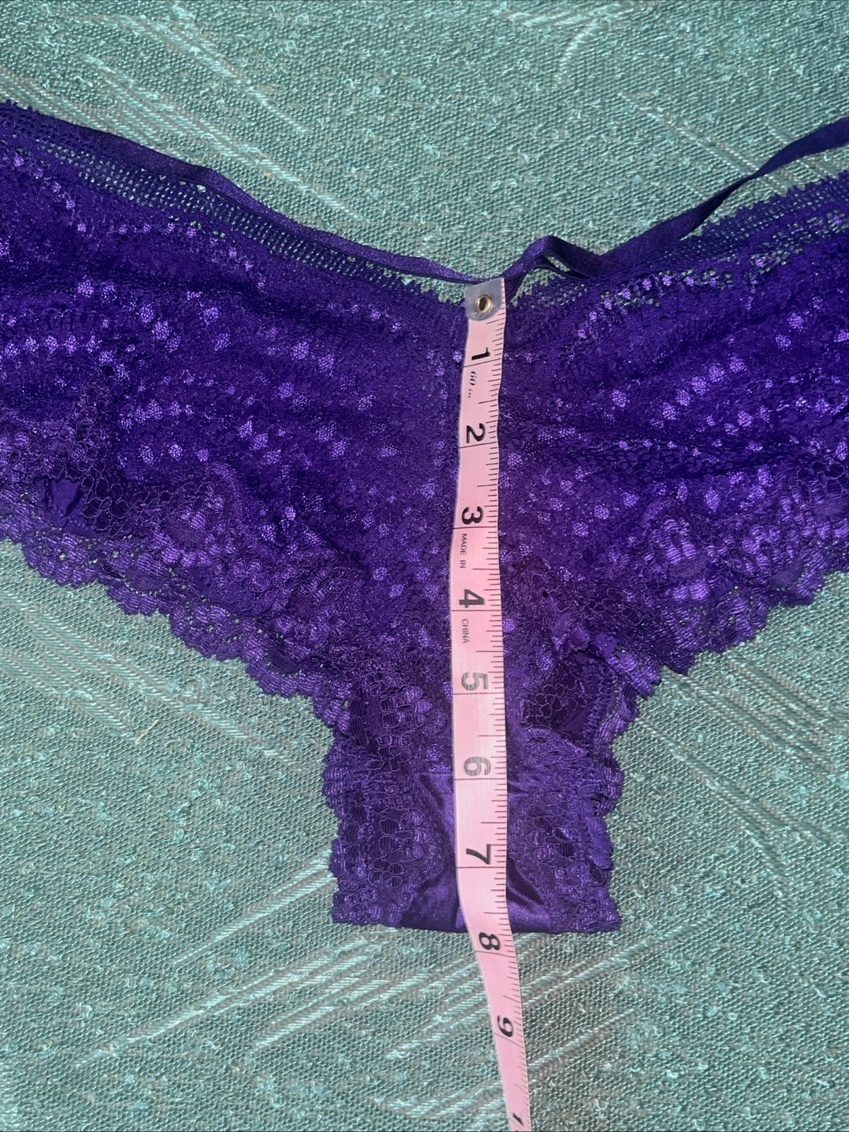 Victoria’s Secret Purple Strappy Satin Panties XL Cheeky Lace Culotte Coquine