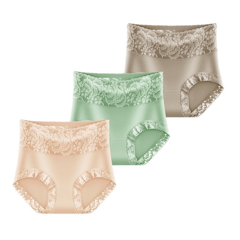 3 Pack Sexy Lace Trim Cotton Bikini Panties – Butt Lift Tummy Control S-2XL