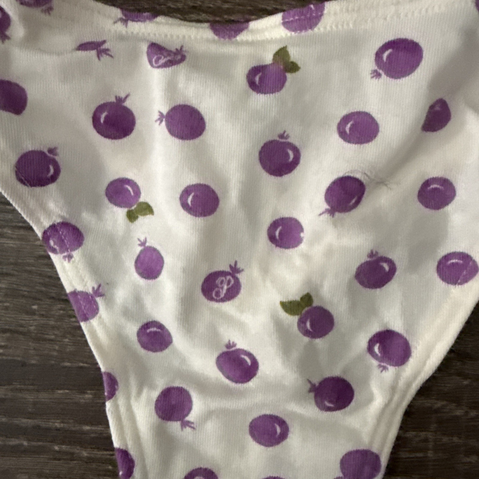 Pink By Victoria’s Secret, Small, White Plums, Logo, Cotton Thong Panties