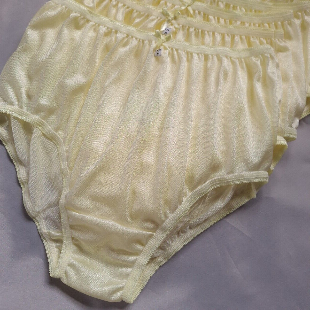 6 Yellow Underwear Nylon Silky Soft Panty Light Panties Full Waist28″-34″ Size M