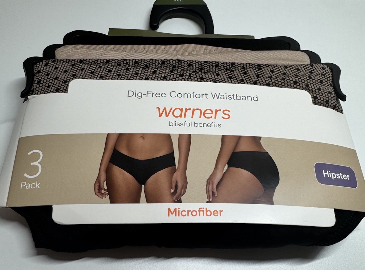 Warner’s Women’s HIPSTER Microfiber Underwear Panties Polyester Blend 3-Pair XL