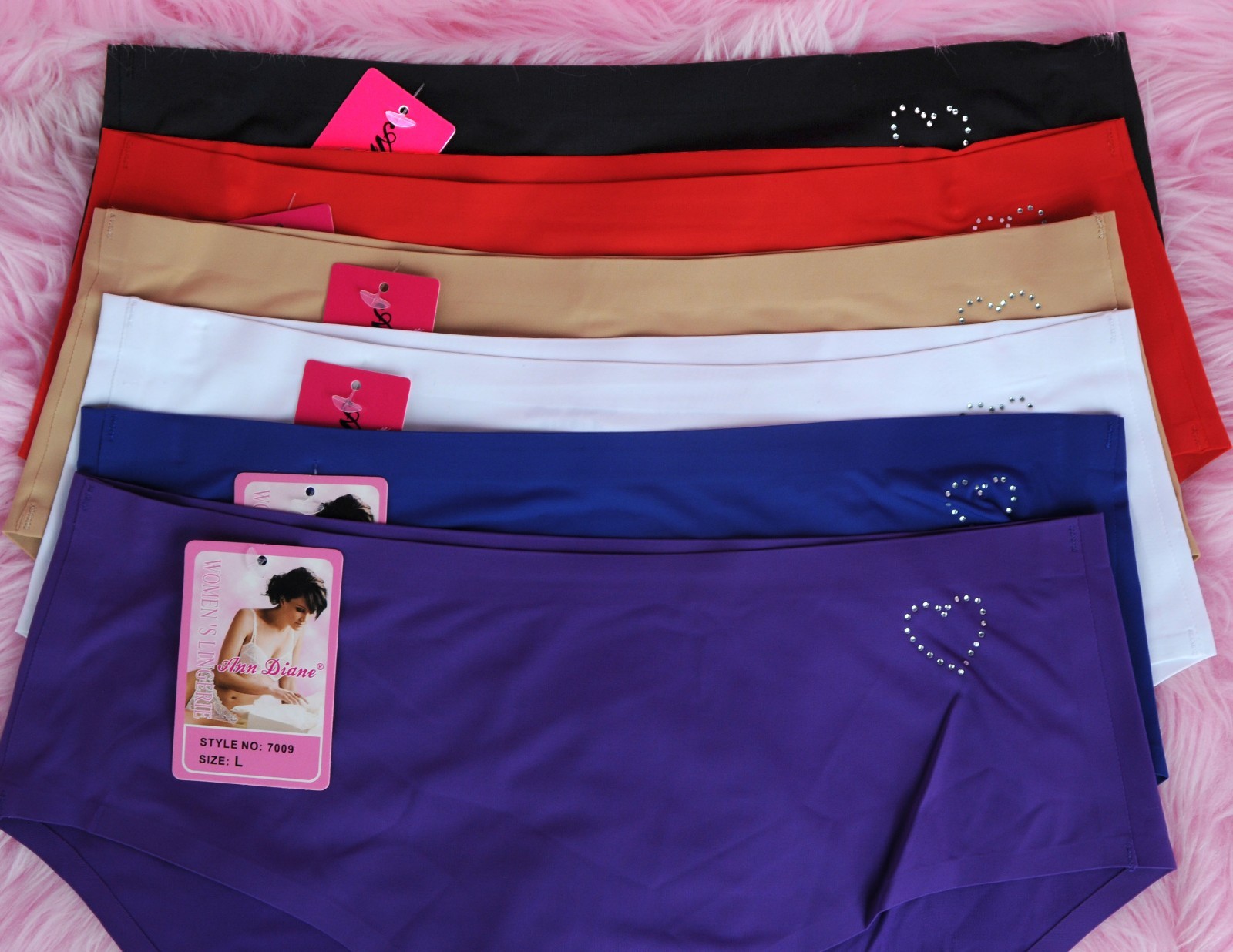 smooth SEAMLESS NYLON sexy Beaded Heart 12 colors sissy Brief panties sz M L