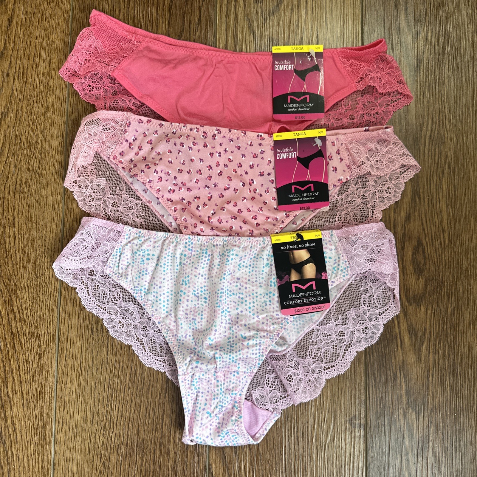 NWT SEXY!! (3) Comfort Devotion Tanga Panties 40159 Size 6