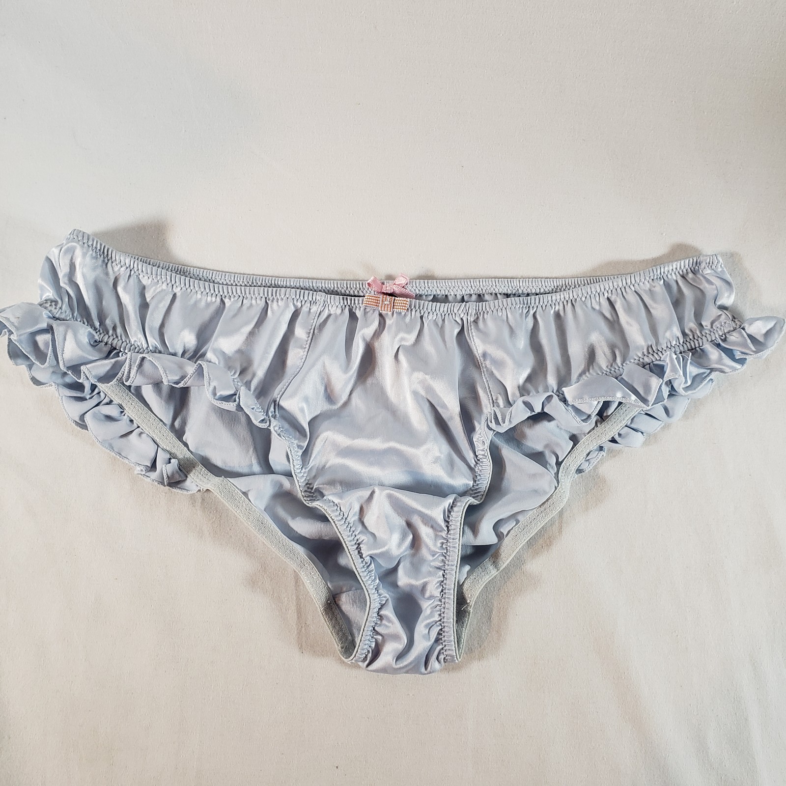 Victoria’s Secret Sexy Little Things Satin Ruffle Cheeky Bikini Small Baby Blue