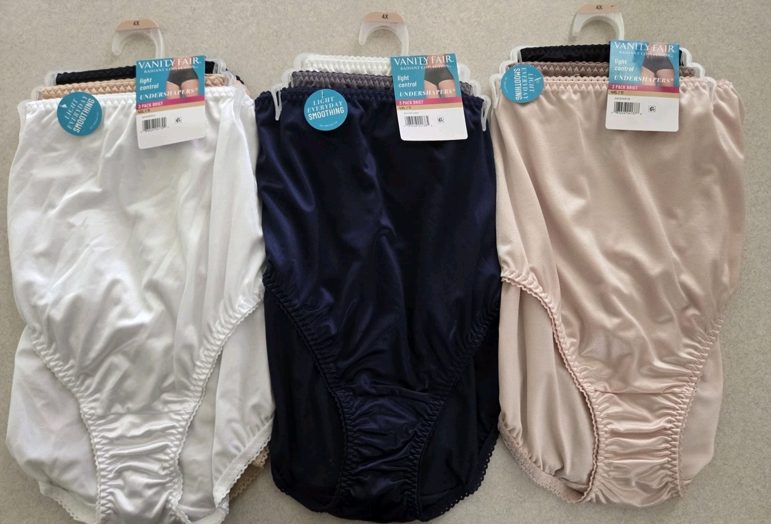 9 PACK Vanity Fair 4XL 11 Radiant BRIEFS Light Control Shaper Panties #321-1511