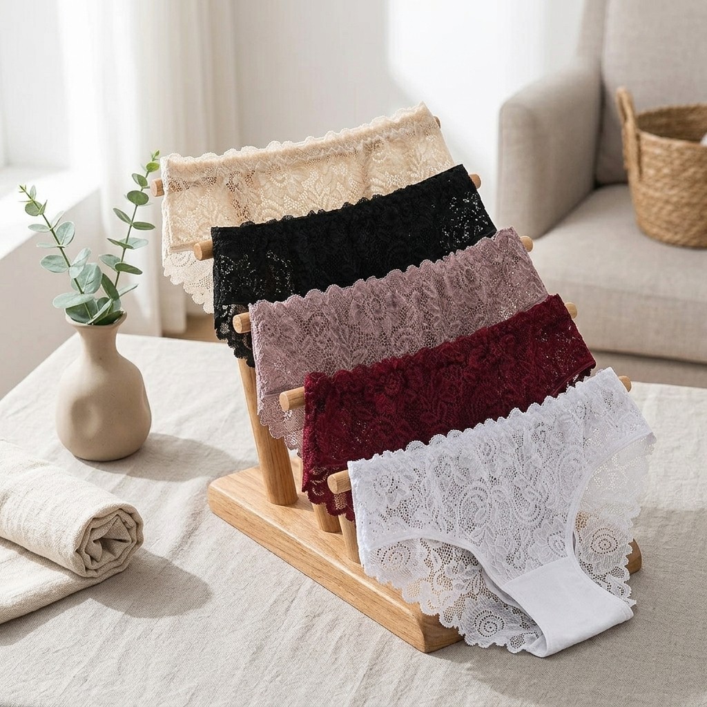 5Pcs Women’s Comfort Lace Briefs Breathable Panties S-XXL