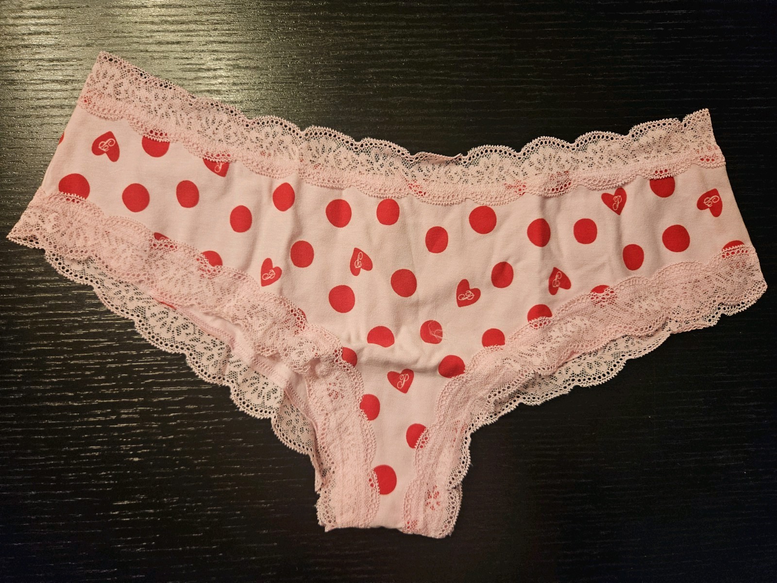 NWT Victoria’s Secret Pink Polka Dot Heart Lace Cheeky Panties Size 2X