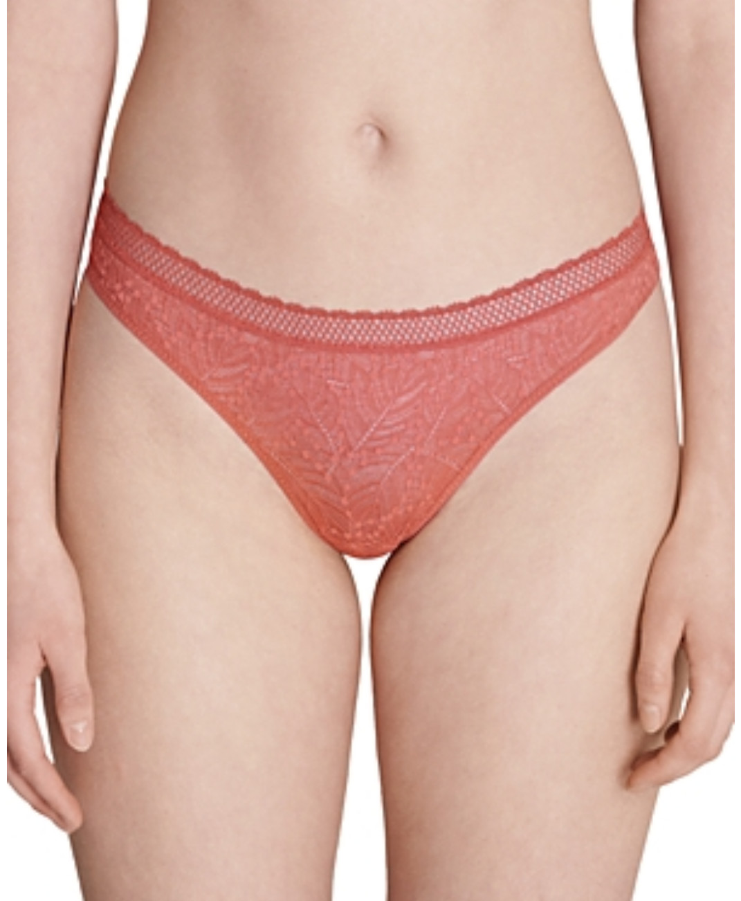 Simone Perele Women Comete Feather & Fan Lace Thong Rose Texas Size 4