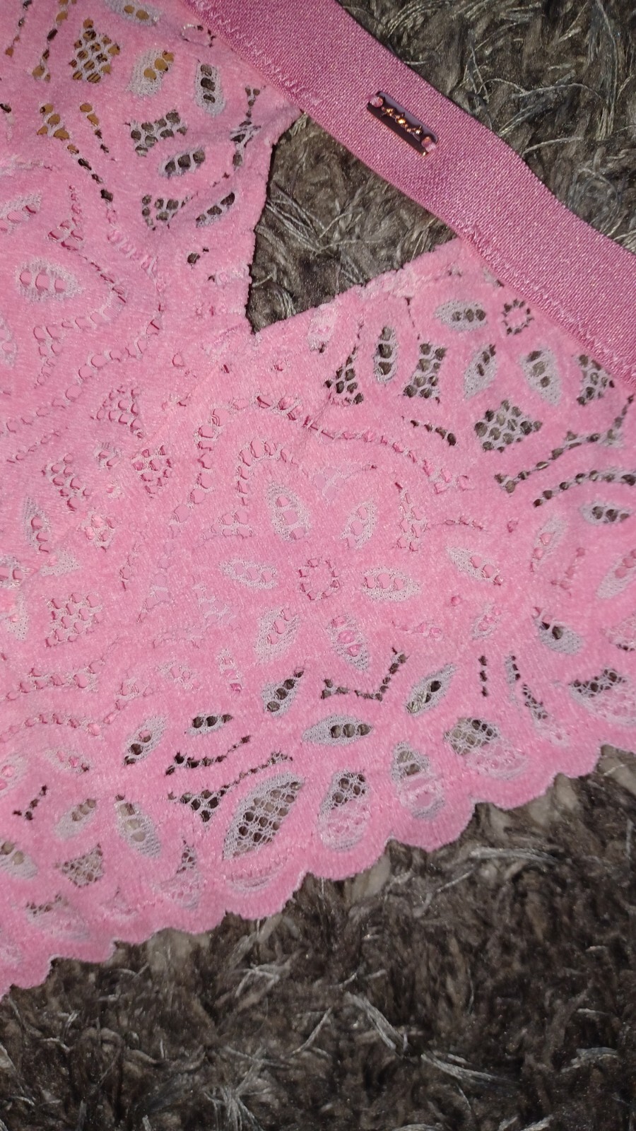 NeW Vs Pink lace back string bikini Panty Size Medium Bubblegum pink