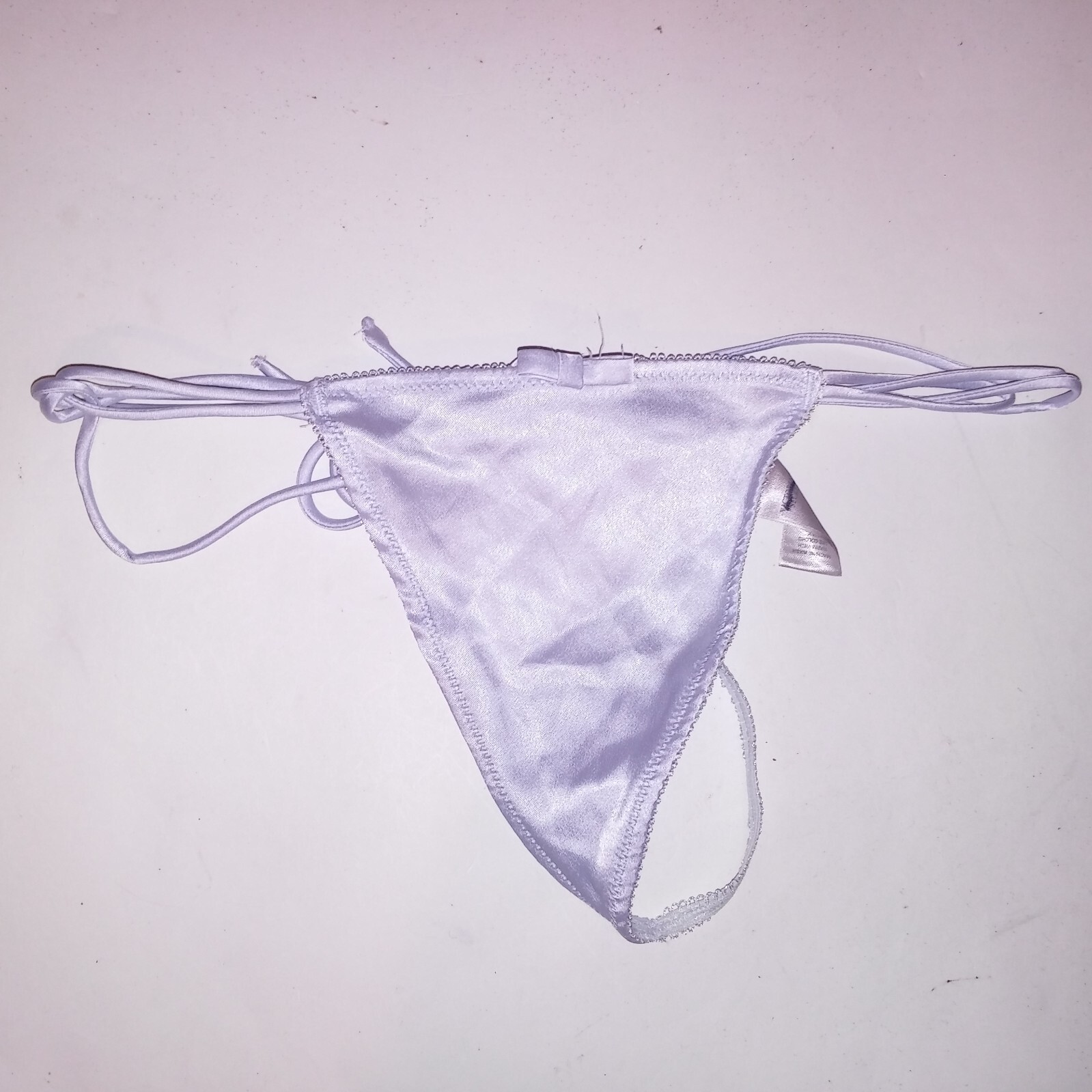 Victoria Secret Panty Small V String Thong Solid Light Blue Tie Up 2009 Collect