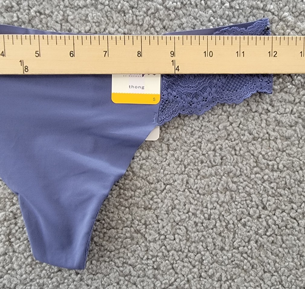 B.tempt’d by Wacoal B.bare Thong Women’s Size 5-S Crown Blue Scalloped Lace